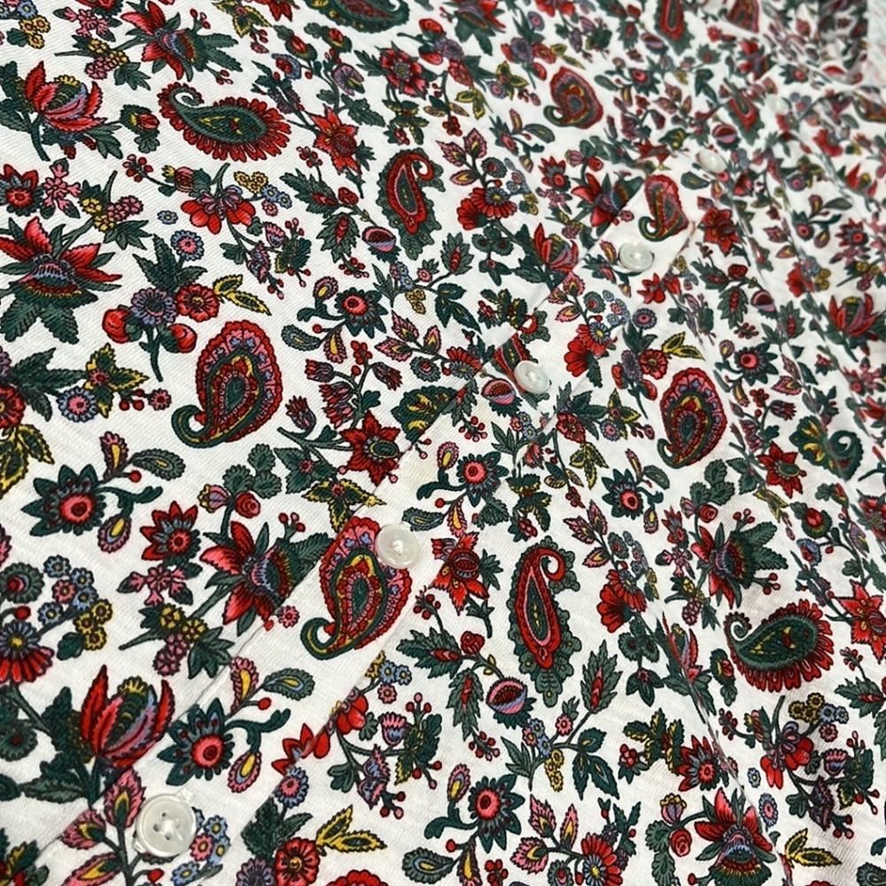 Boden Mini Tea Dress Small Preppy Button Paisley Floral Puff Cotton Casual - Picture 9 of 13